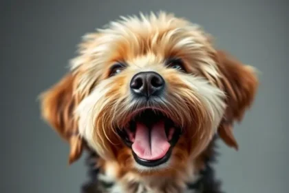 A happy, healthy dog sitting next to a bowl filled with fresh, colorful superfoods